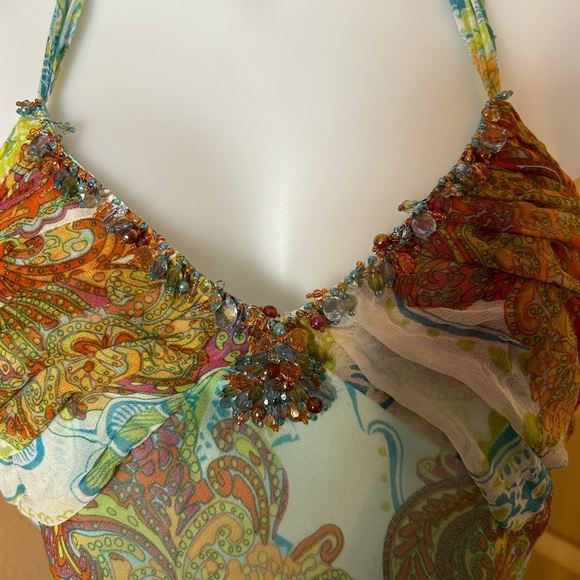 Y2K ice Paisley Halter Top - Multicolor. - Picture 3 of 8